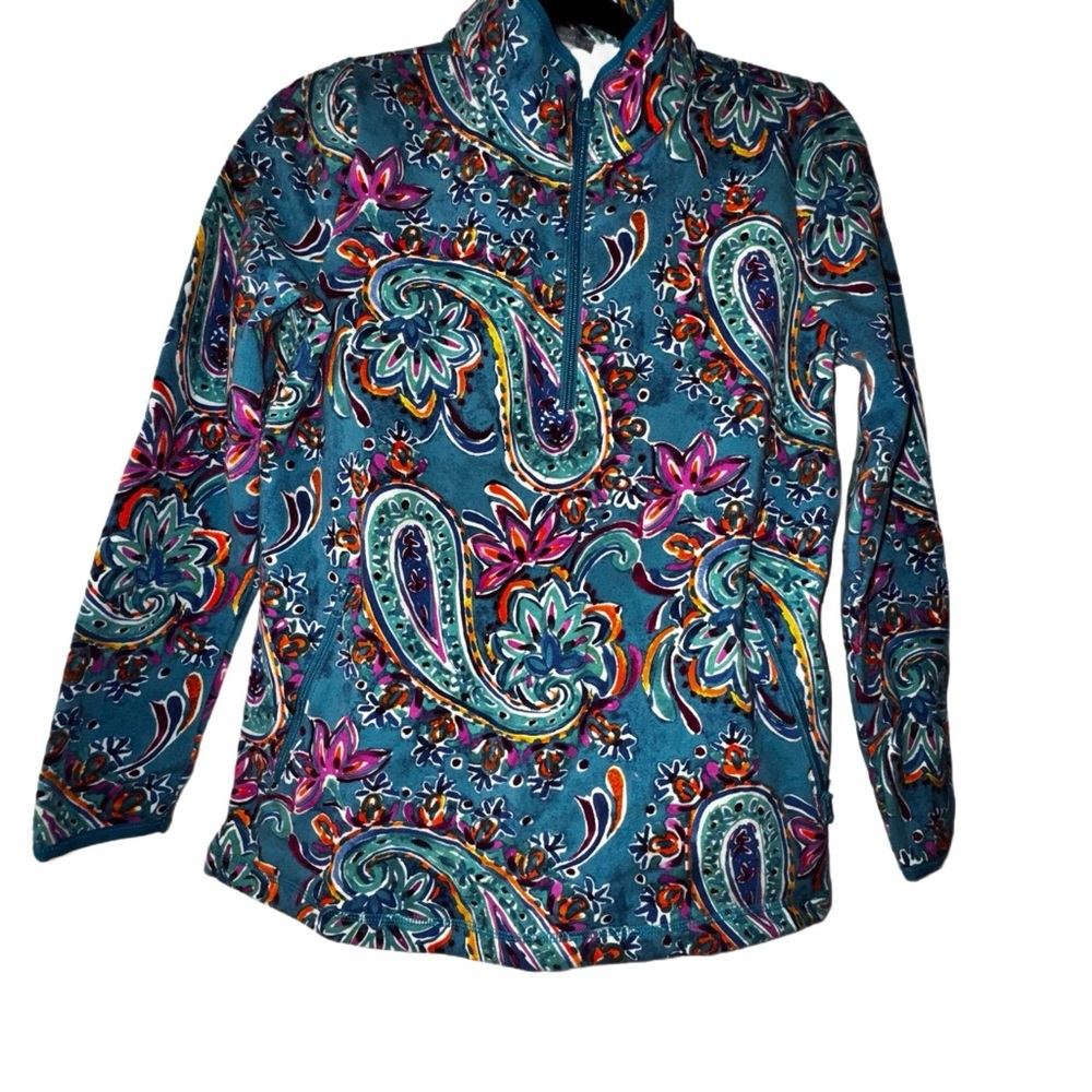 T by Talbots MODAL FRENCH TERRY HALF-ZIP PULLOVER - POETIC FLORAL